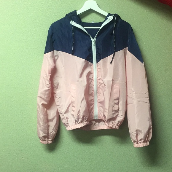 Windbreaker with blue and light pink color block - Picture 1 of 2